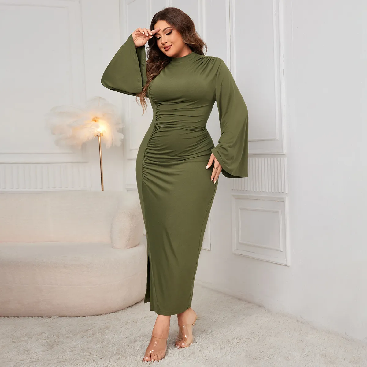 knee length dresses for ladies Plus Size Audrey Turtleneck Knit Dress