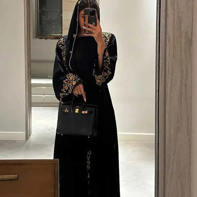 Ramadan Moroccan Dubai rhinestone kaftan Party 3-Piece Set with Scarf, Abaya, and Diamonds - Muslim Women's Long Robe Abayas Suit X260311