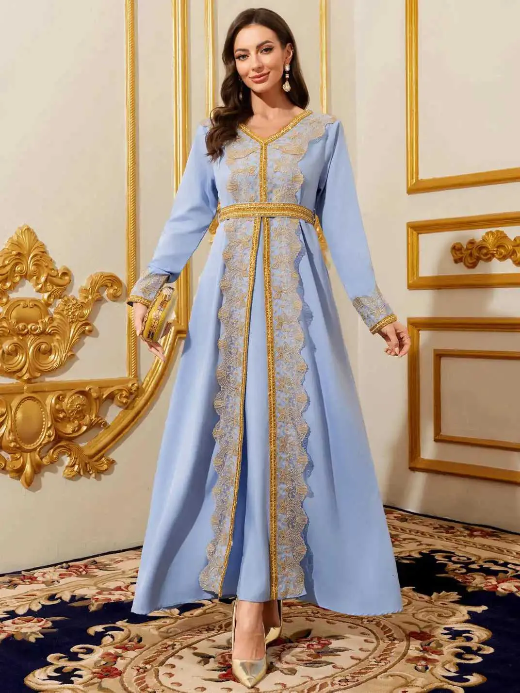 Arab Robe Design Arabic Muslim Robe Abaya With Lace Embroidery, Floral... From Tidal ...