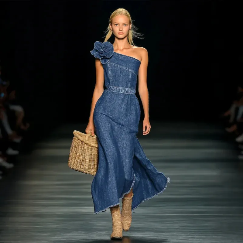 Elegant Strapless Denim Maxi Dress Soft Stretch... From Weigang04,  Rs.2,547.46 In Bulk | DHgate.Com
