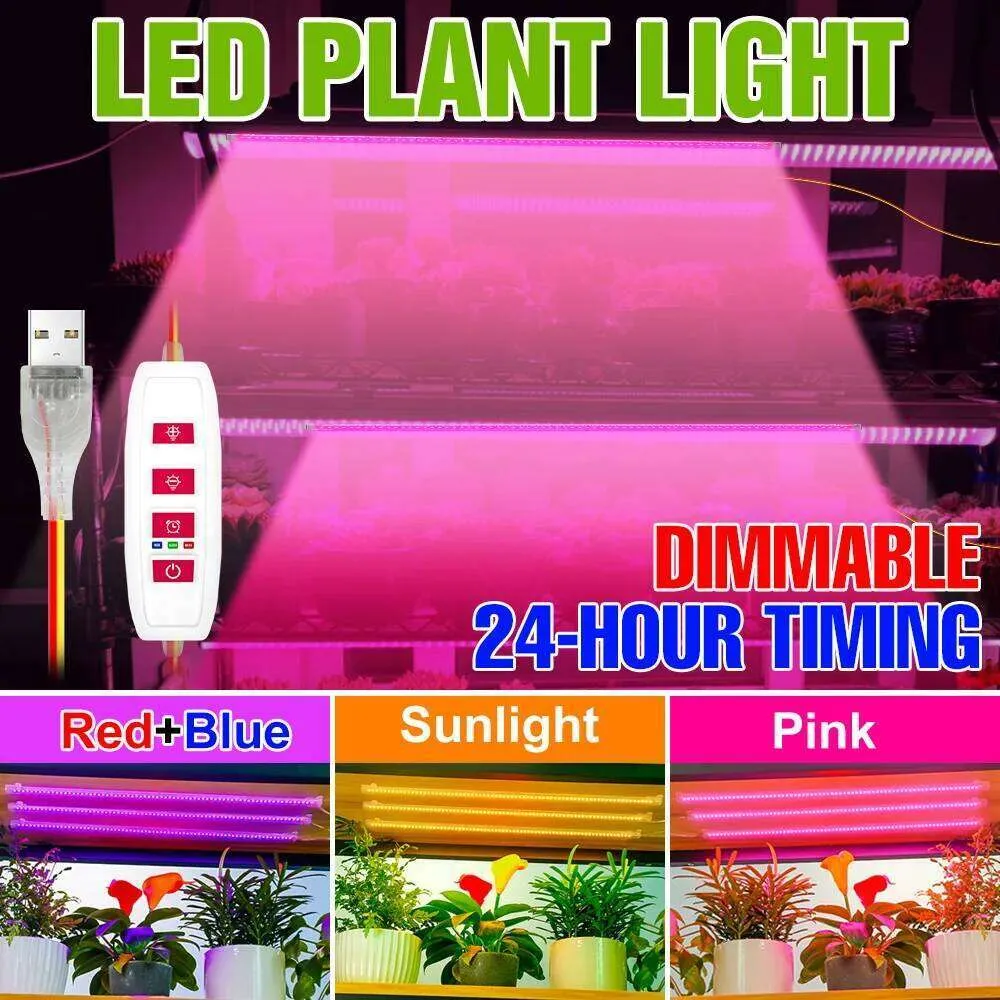 Full Spectrum USB Indoor Plant Grow Light Bar LED 26W 5V Dimmable ...