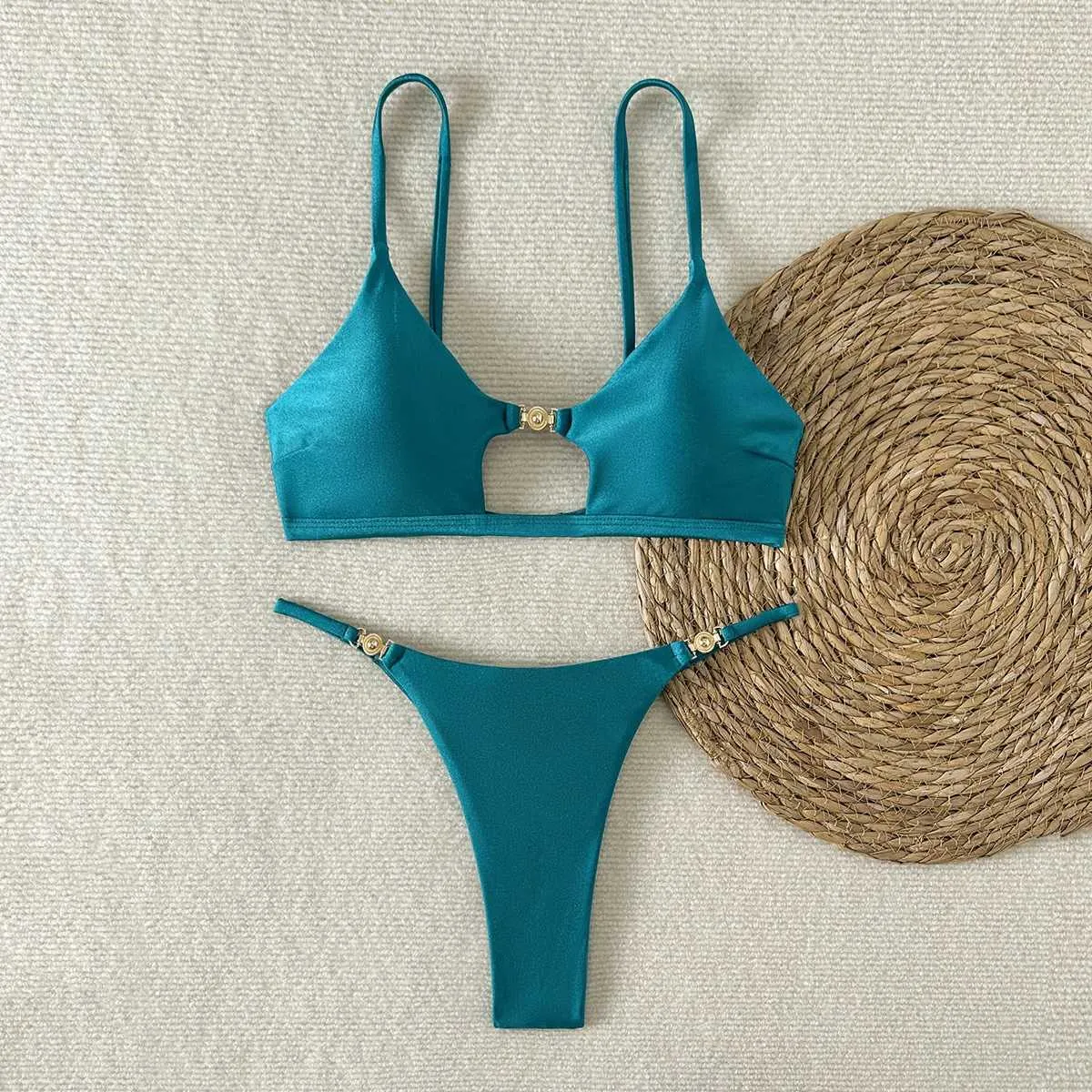 Sexy Shn High Cut Bikini Set Shiny Push Up Swimwear For Women Brazilian ...
