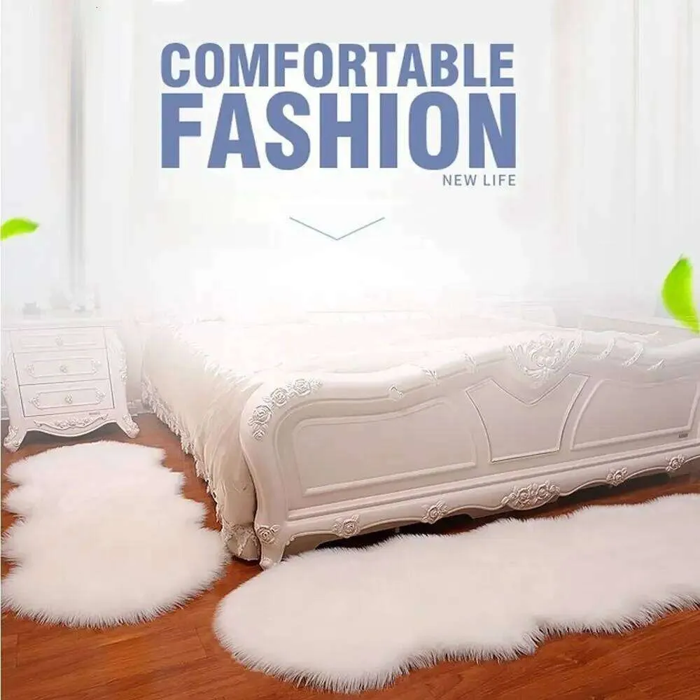 Fluff Loop Rug Artificial Sheepskin Long Hair Carpet Floor Wool Mat Soft Faux Fluffy ...