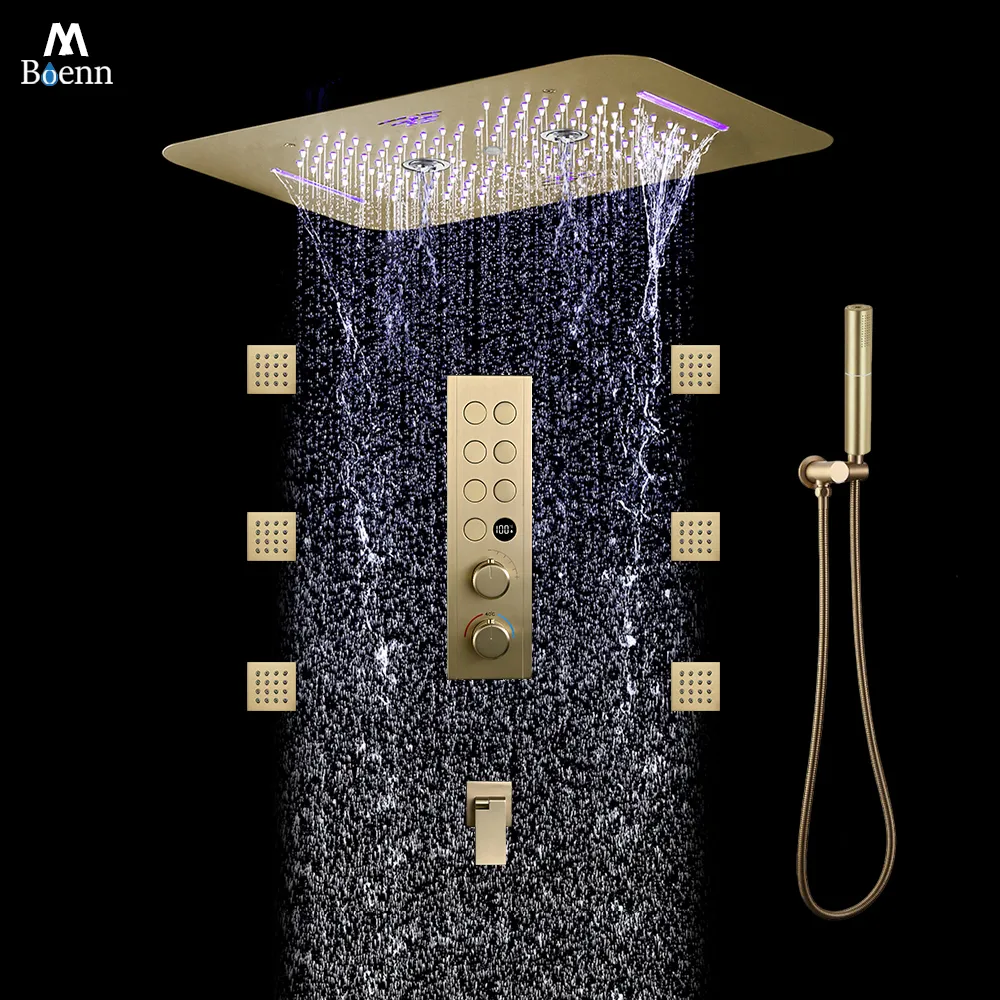 M Boenn Black Embedded Ceiling Shower Set with Rainfall Shower Head 22. ...