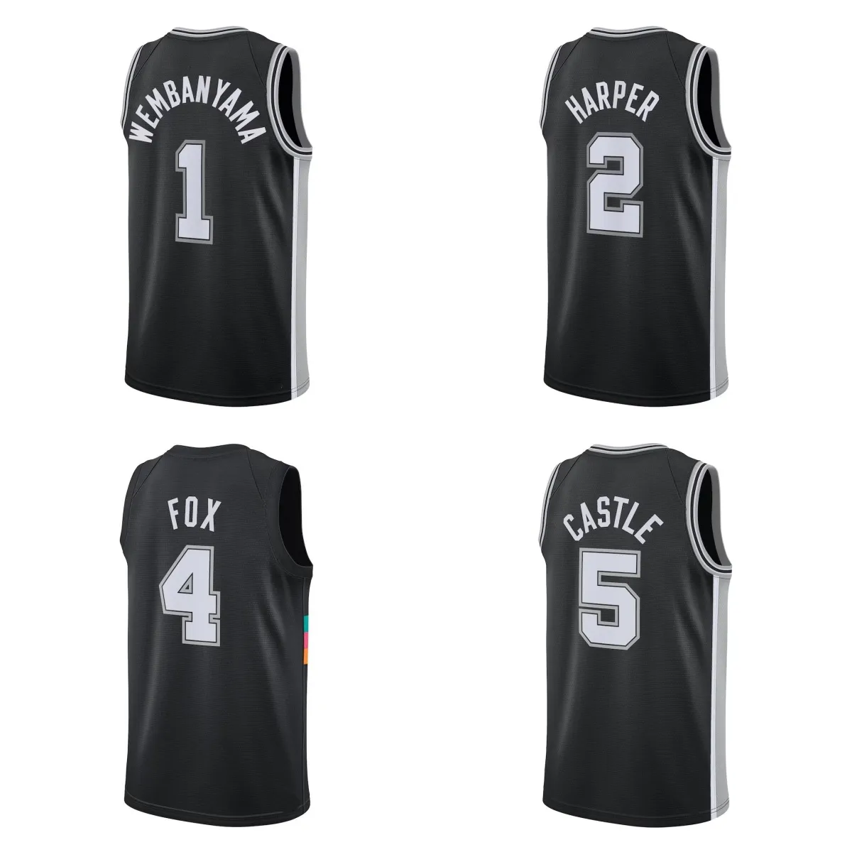 Wembanyama 1 Fox 4 Castle 5 Dylan Harper 2 Basketball Jersey Men