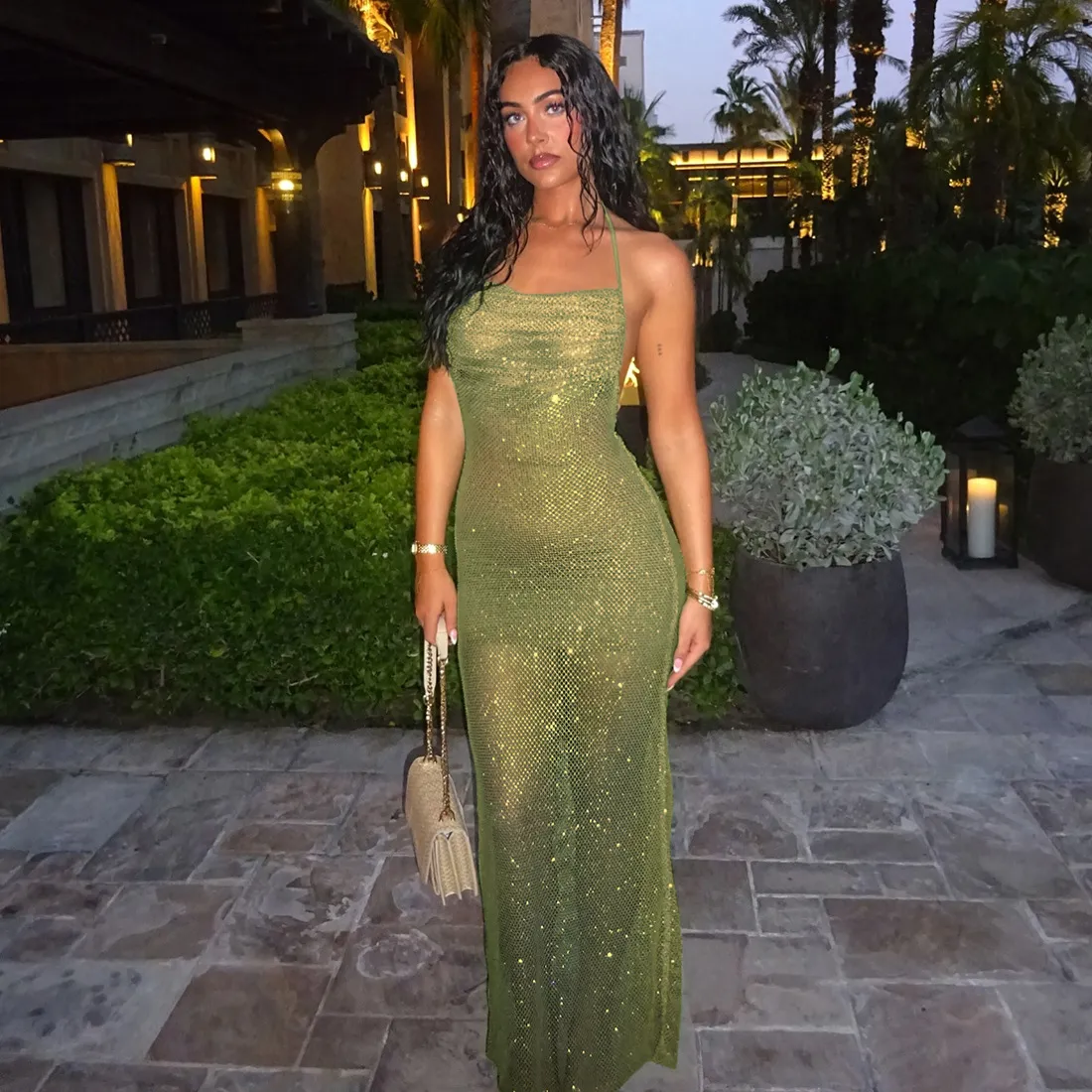 maternity bodycon maxi dress Maternity Ribbed Bodycon Maxi Dress- Green main image 0