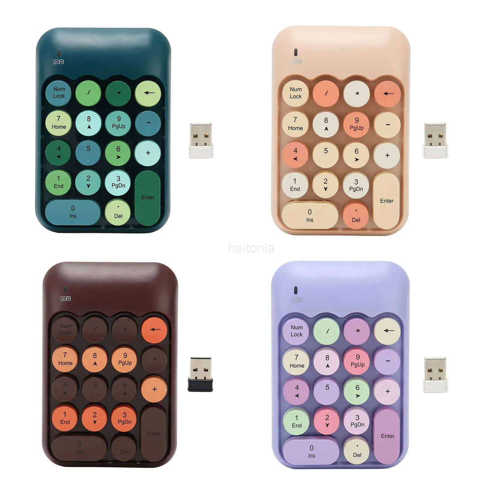 Wireless Numeric Keypad 18 Keys Mechanical ABS Plastic Round Keycaps ...