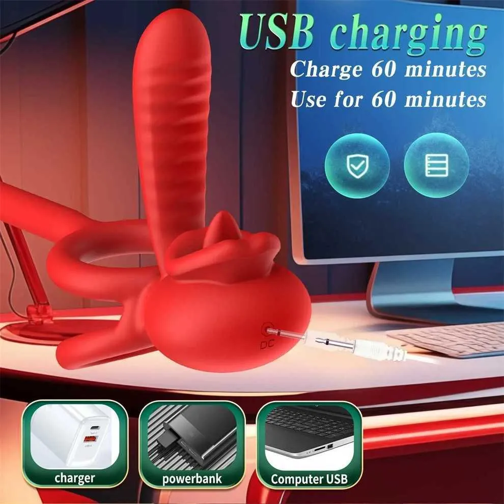 pregnant belly sex toy Men Vibrating Cock Ring Tongue Stimulate Penis Sleeve Adult Sex Toys For  Couples main image 1