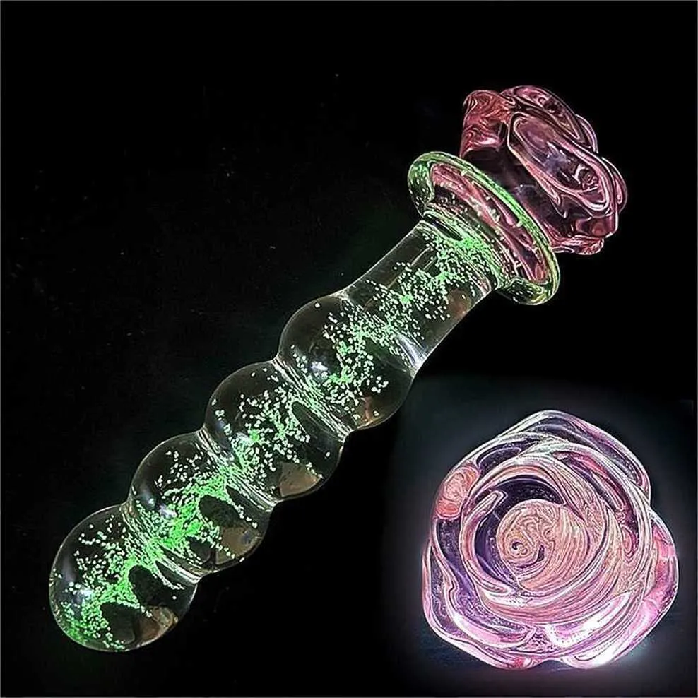 AAA Luminous Glass Dildo Rose Anal Plug Glow In The... From 12,75 €
