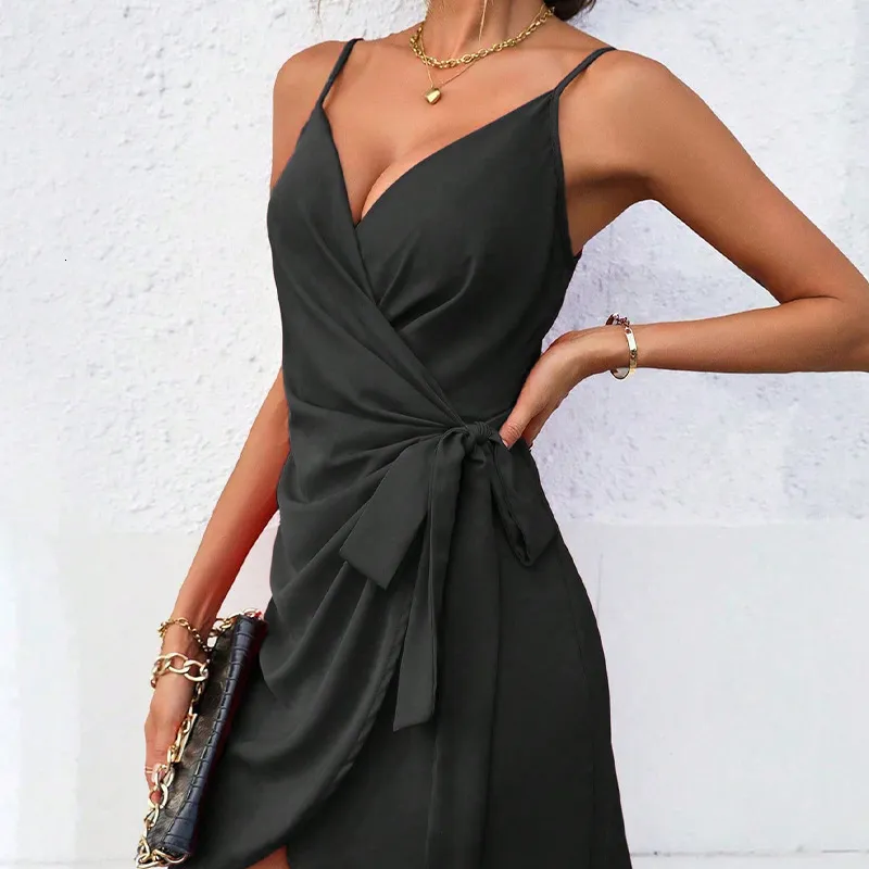 strappy knee length summer dresses Womens Knee-Length Dress with V-Neck and Empire Waistline from Dhgate Basic & Casual resort fashion