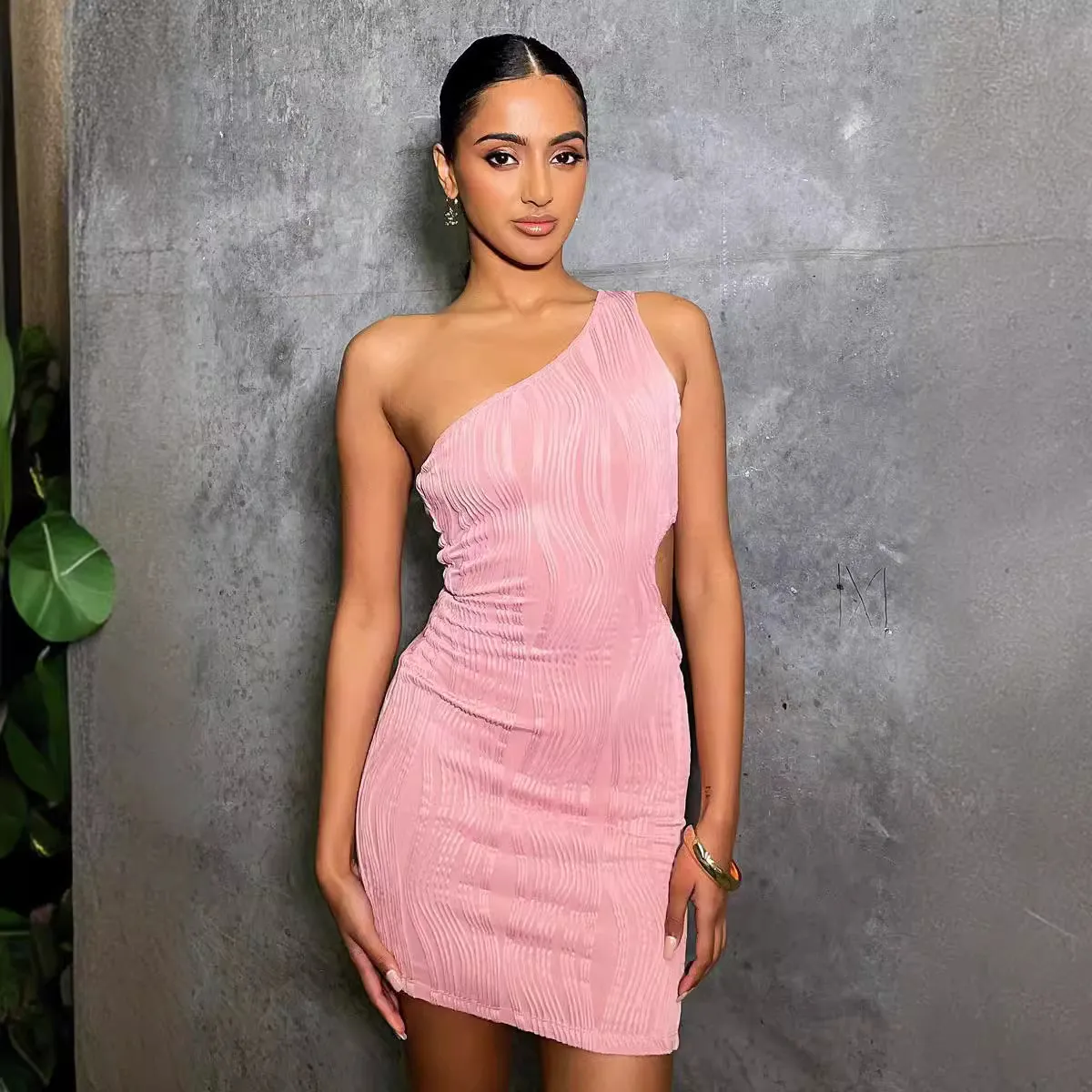 Women s One Shoulder Ribbed Mini Dress Sleeveless Bodycon Sheath Above Knee  in Pink Black White Neon Yellow from Dhgate Basic & Casual Dresses - price  27.03