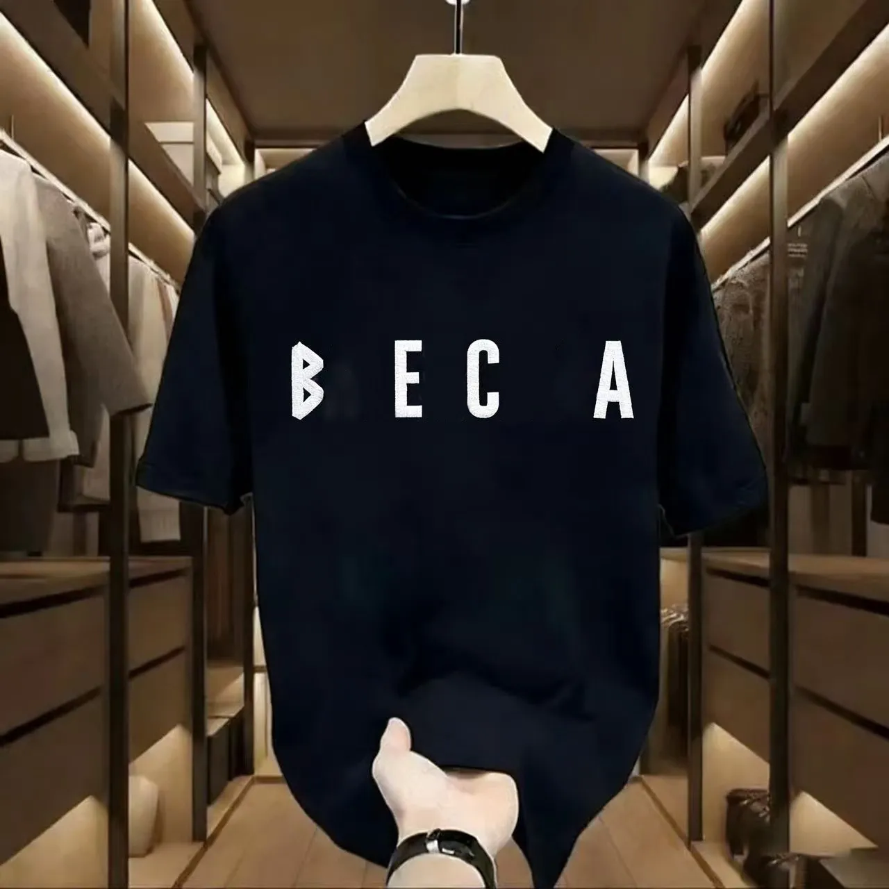 Short-sleeved T-shirt for men, new summer style with personalized printed letters. High-end men's round-neck Korean-style top, trendy and a hot seller in 2026