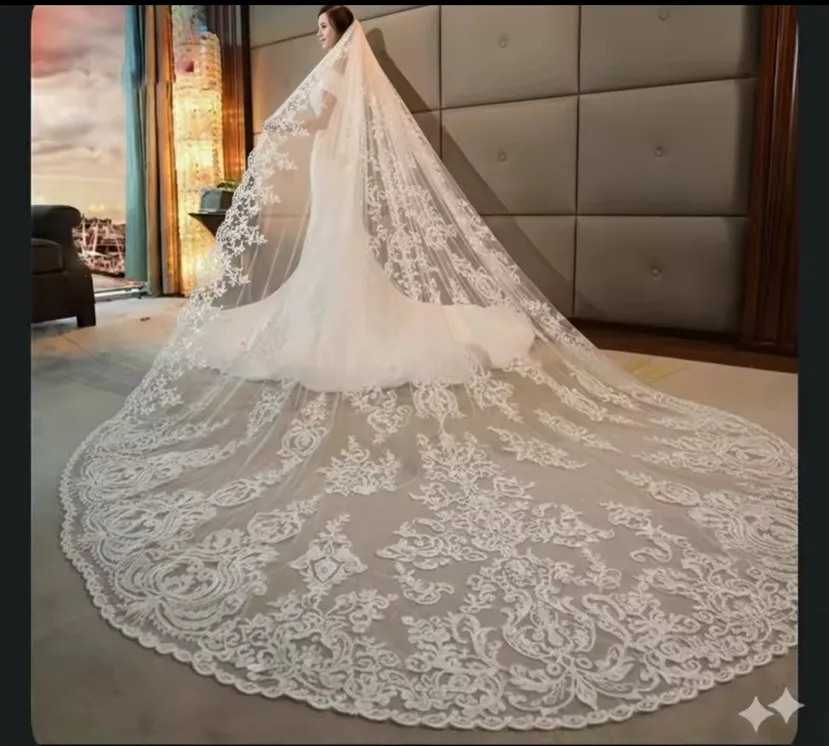 Bridal Veils 500cm Long White Pearl Wedding Veils ... From  display picture 1