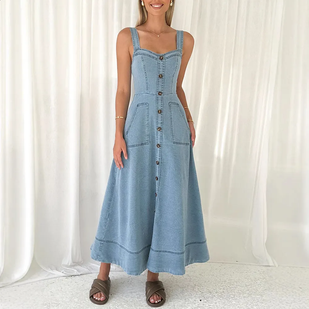 white christmas dresses Light Blue Ruffled 3/4 Sleeve Buttoned Front Plus Size Denim Dress – The  Rusted Nail Boutique