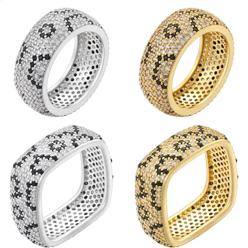 18K gold plated cubic zirconia square circle ring for men and women ...