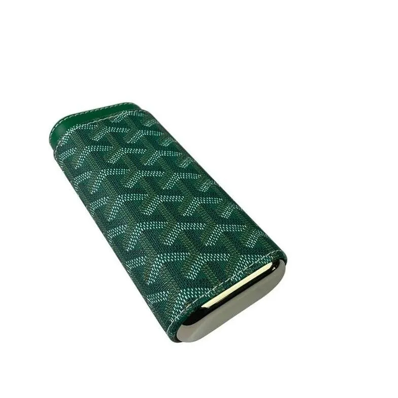 green leather cigarette case S.T. Dupont Fluo Neon and Matte Black Metal 183117 ring gauge cigars CORVETTE GREEN LEATHER CIGARETTE ASHTRAY
