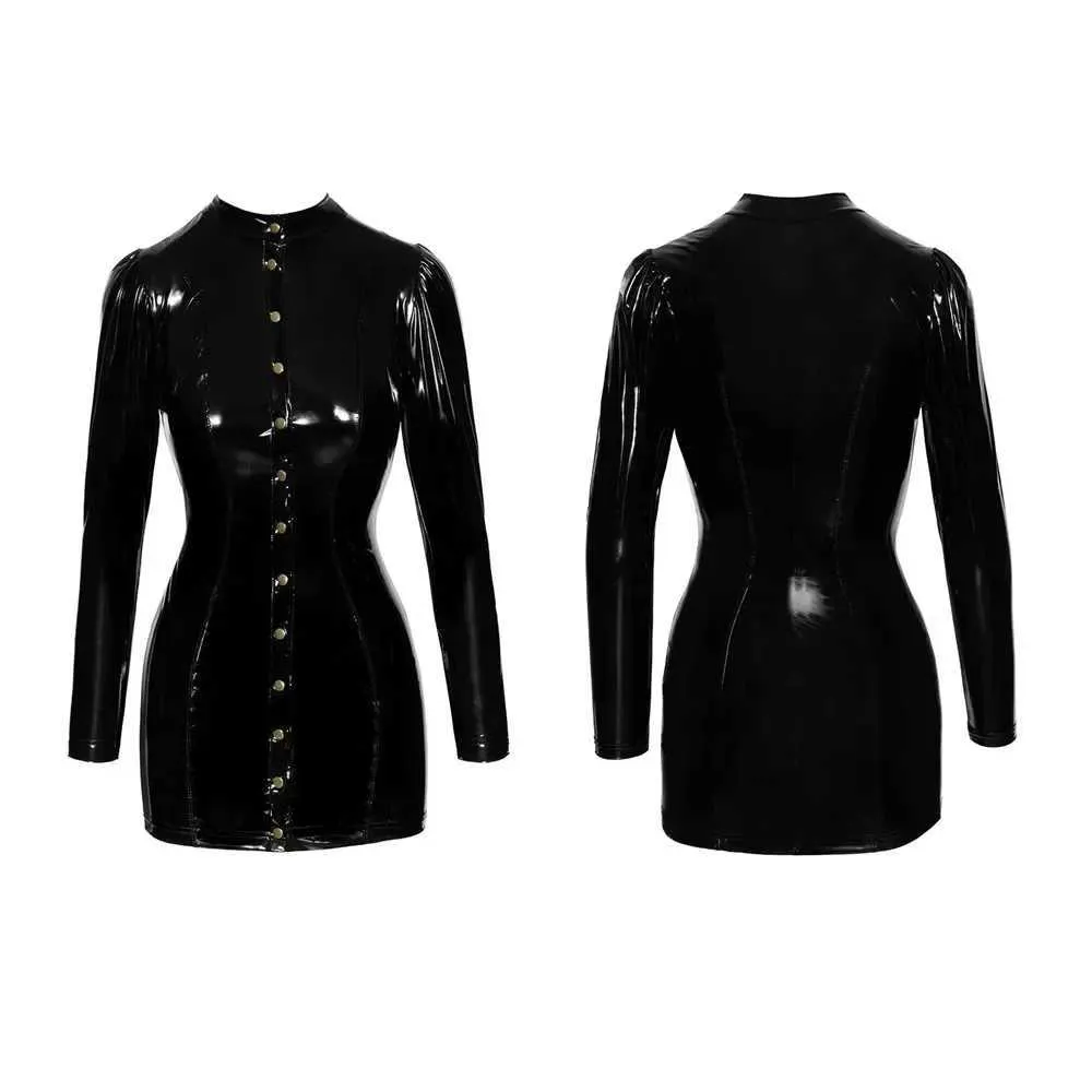 porn leather dress Plus Size Women Sexy Shiny Leather Dress Shiny Long Sleeve Latex Coat Pocket Hip Skirt Sexy Bottom Porn Chest Expose Sexi, red : Amazon.de: Fashion