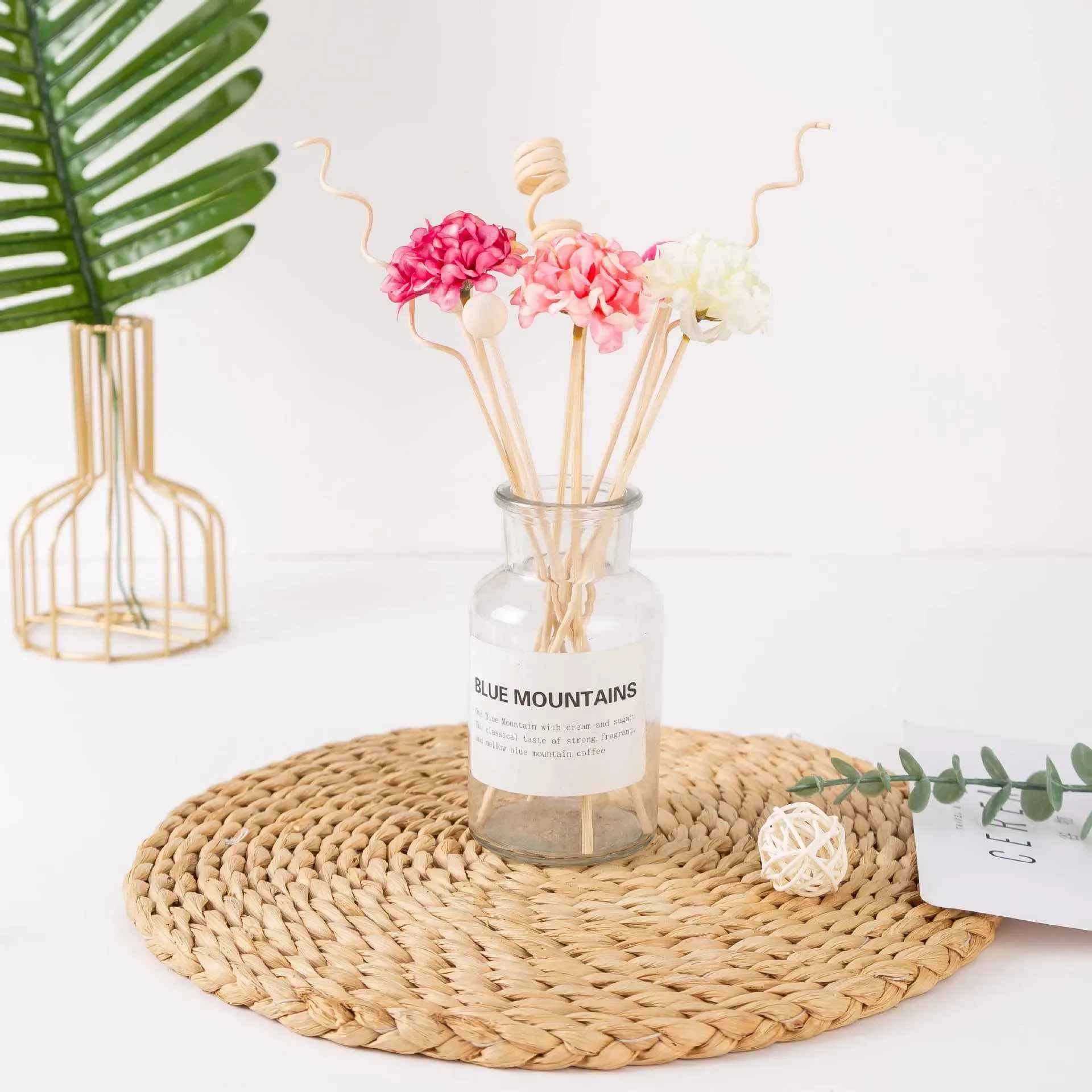 Hydrangea Diffuser Mini Pink Hydrangea Flower Rattan Sticks Fireless Reed Diffuser Sticks 22 cm ...