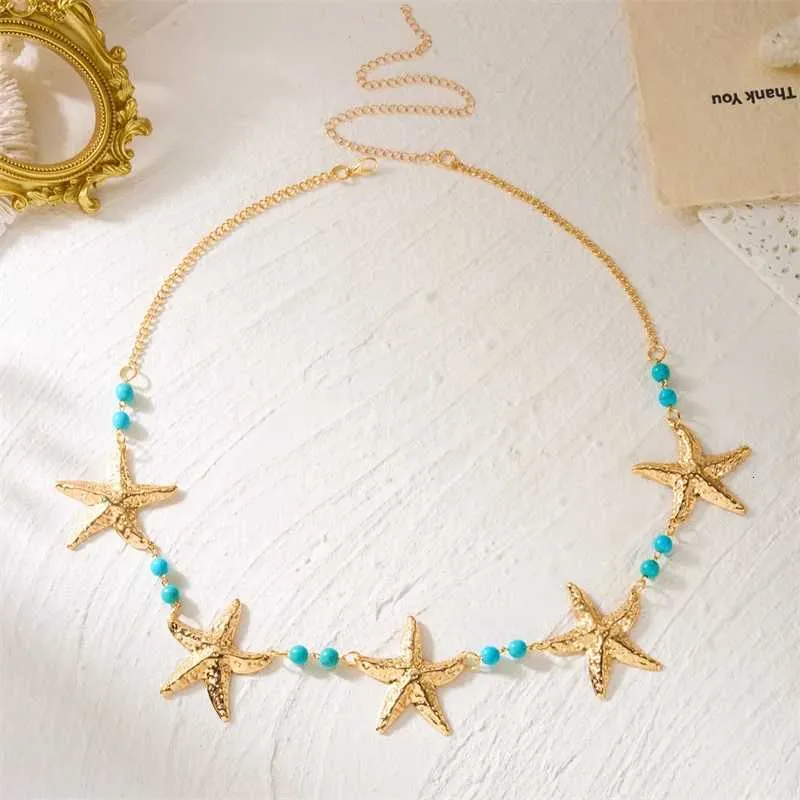 Bohemia Vacation Metal Starfish Turquoise Chain Beaded Waist  display picture 2