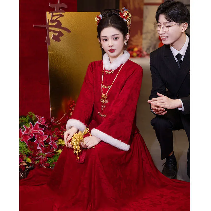 winter cheongsam dress Red knee-length wool engagement dress with stand collar and short flutter sleeves from Dhgate Basic & Casual Dresses Colour:Dark Chocolate Print:ANIMAL The classic mandarin collar 9 Bridesmaid Trends for