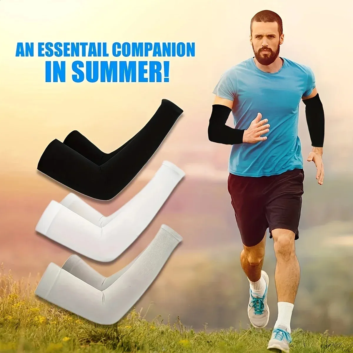 Unisex Arm Sleeves Breathable Sweatabsorbing Sports UV Sun Protection ...