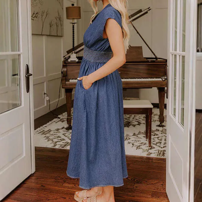 calvin klein plus size denim dress Final Sale Color Block Strapless Button Up with Front Slit in Light and Dark Denim week2925_20250713 Denim Dress With Printed Color:Dark Olive Finished with a CK