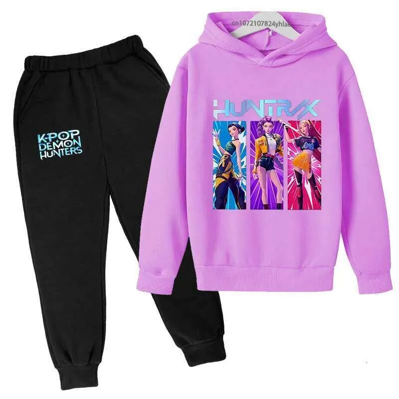 Felpa Bambina K-Pop Streetwear – Stampa Cartoon Y2K, Scollo A V, Spalle Scese, Maniche Lunghe, Tasche Multiple, In Misto Cotone - copertina