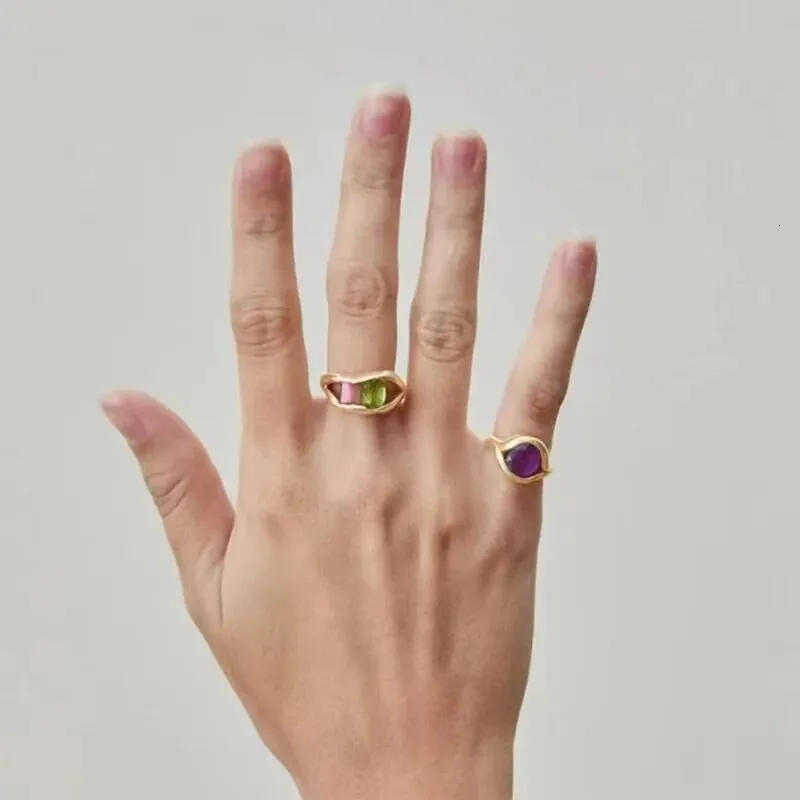 Golden Plated Fashion Unique Lip Design Ring For Women Cubic Zirconia Stainless Steel Finger Jewelry Accessories_voghion.com