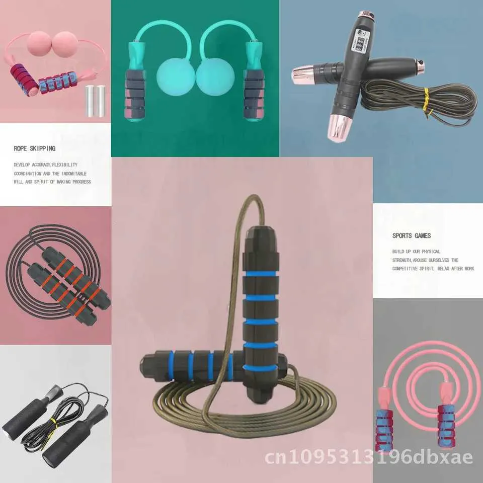 Cordless Electronic Counting Jump Rope with Steel Wire and Walnut ...