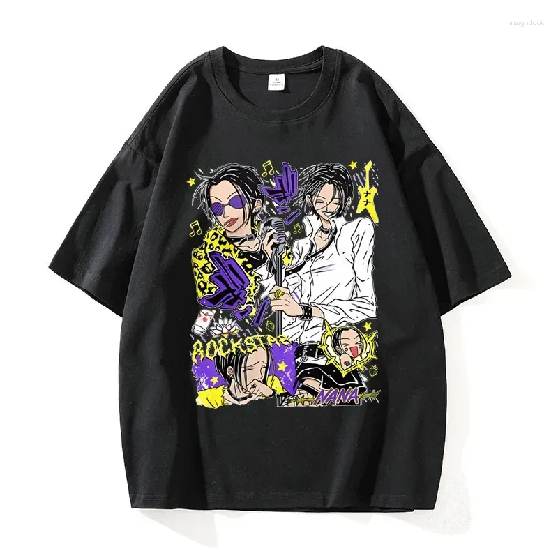 Men's Cotton T-Shirt Short Sleeve Japanese Manga Black Stones Nana