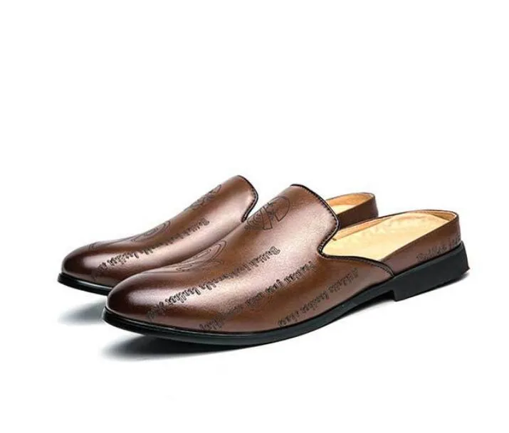 Luxury Dress Shoes Designer Backless Loafers Men Mules Leather Slippers  Casual Shoes Male Slides Mules Sandals Outdoor Half Shoes From 32,63  |  DHgate