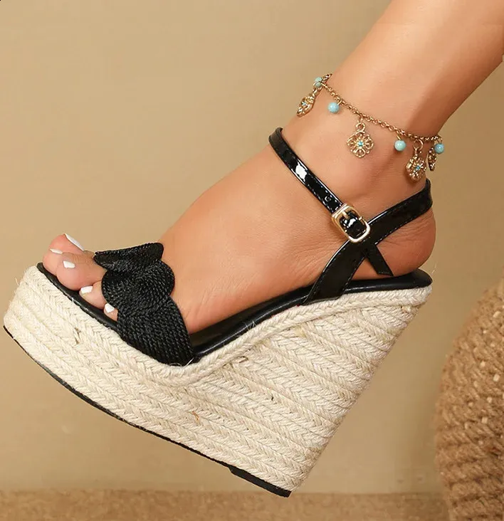 LIHUAMAO Spring Summer Wedges Sandals Ankle Strap Platform Espadrilles Bohemian High Heel Pumps Comfort Csaual Lady_voghion.com