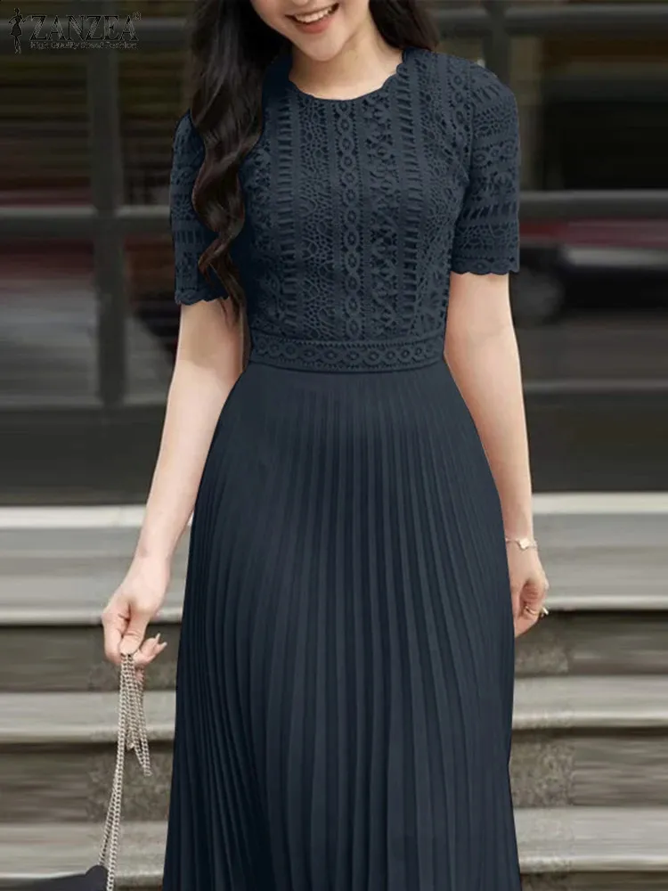 zanzea elegant women dress ZANZEA Summer Short Sleeve Floor-Length Chiffon Lace Patchwork Sundress for  Women from Dhgate Basic & Casual Dresses