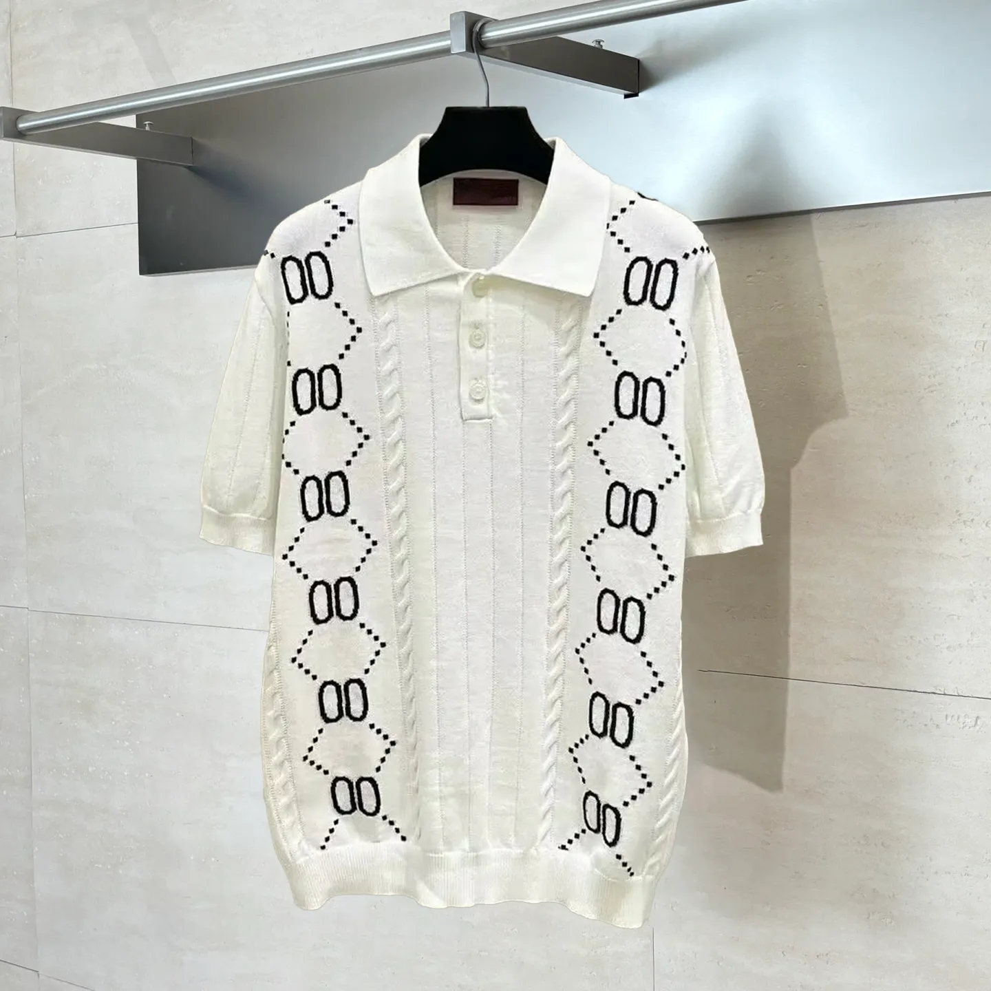 High quality designer men's polo, fashionable knitted jacquard letter polo, 100% cotton, t-shirt, summer casual breathable lapel polo