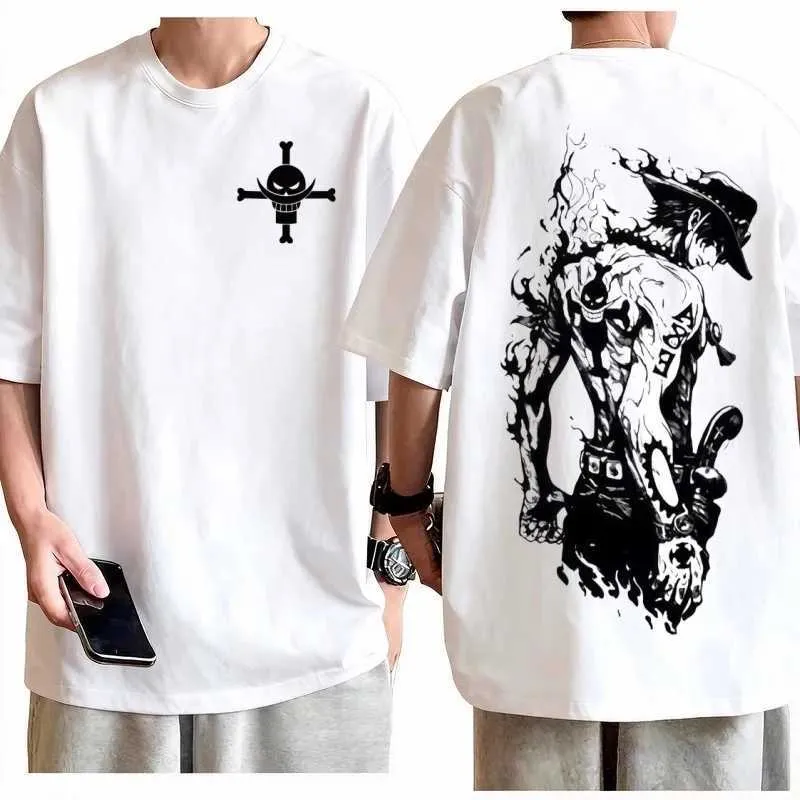 Wholesale One Piece Portgas D Ace T Shirt Men Oversized Cotton