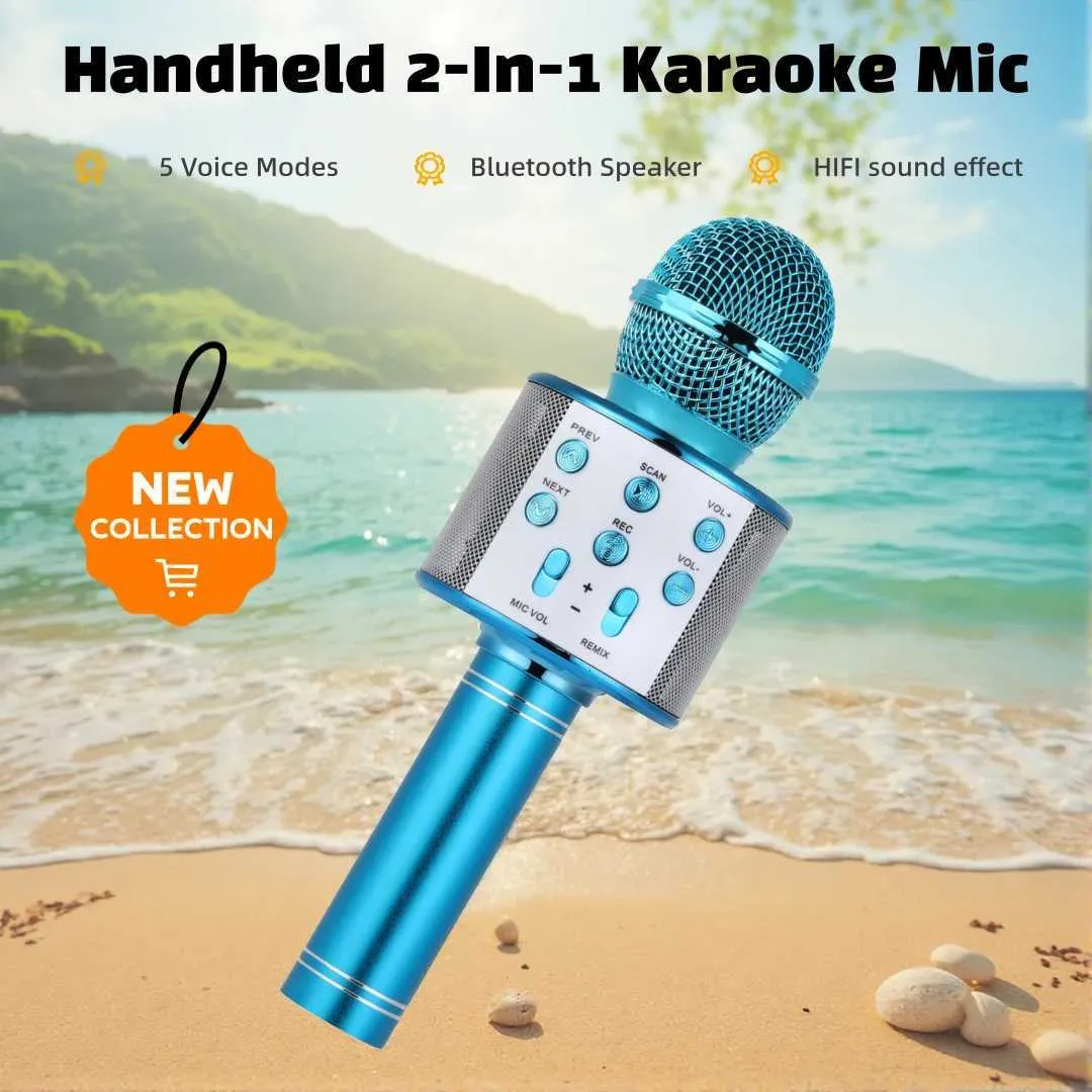 Máquina De Karaoke Infantil Con 2 Micrófonos Inalámbricos, Luces LED Y Altavoz Portátil – Regalo Para Niñas Y Niños De 3 A 12 Años (azul)
