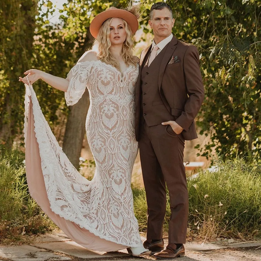 flutter sleeve boho wedding dress Flutter sleeve Boho Wedding Dres