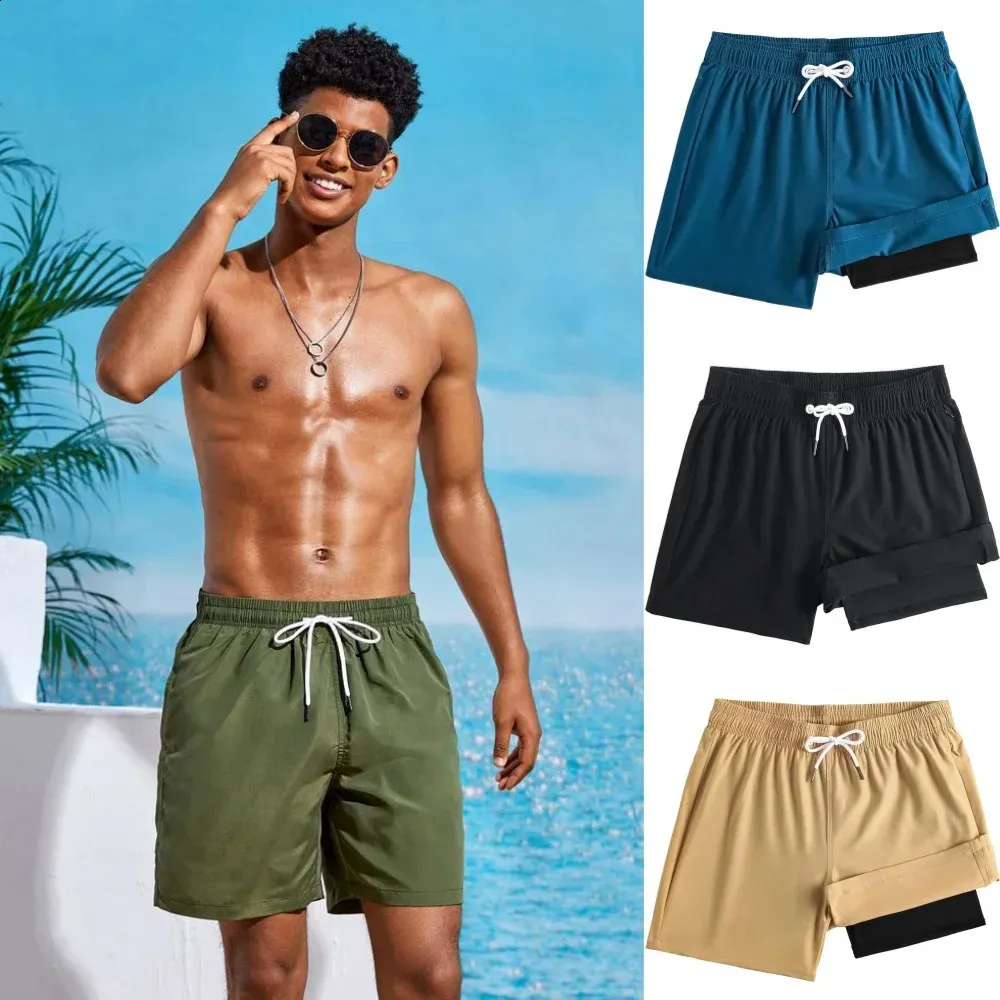 Pantaloncini Da Bagno Uomo Estivi - Corti Sportivi Per Nuoto E Spiaggia, Modello Board Short Con Stringa