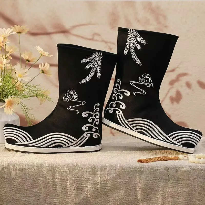 2026 Hanfu Mens Height Increasing Boots Waterproof Rubber Sole Ancient ...