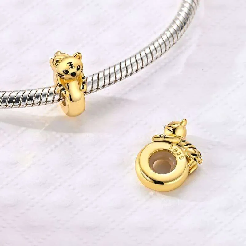 925 Sterling Silver Charms Positioning Bead Lion Tiger Elephant Dog Cat CZ Zircon Clasp Clip Fit Original Bracelet DIY_voghion.com
