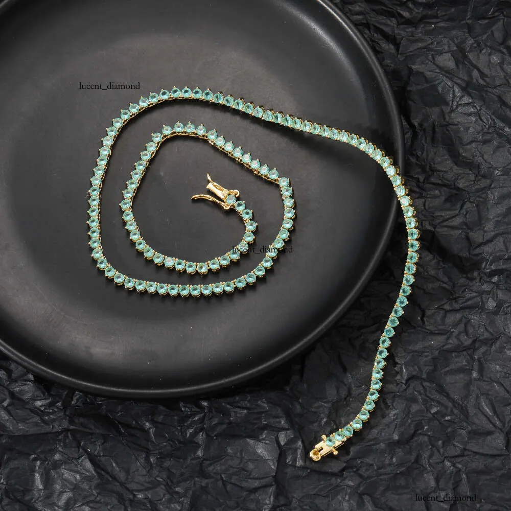 3mm 3 Prong Green Moissanite Jewelry Hip Hop Jewelry Trendy Imitation Jasper Tennis Chain_voghion.com