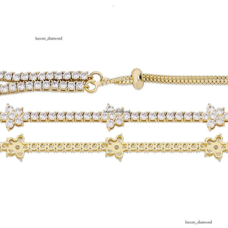 Jewelry INS Hot 4mm Small Flower With Extension Chain Adjustable Size Full Moissanite Hip Hop Necklace_voghion.com
