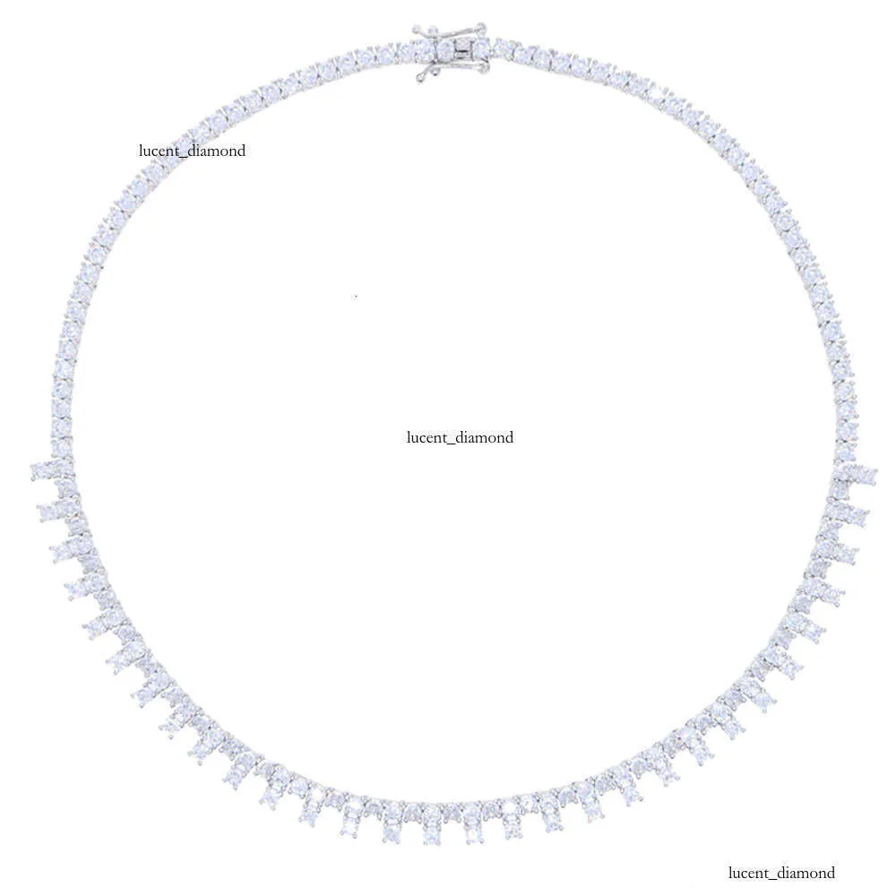 New Hip Hop Style Square Moissanite Necklace Trendy Collarbone 3MM Tennis With Diamonds Fashionable Neck Chain For_voghion.com
