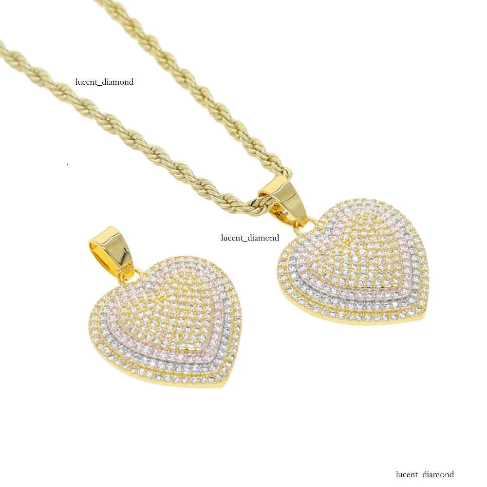 New Hip Hop Style Heart Shaped Necklace With Twisted Chain And Multi Colored Moissanite Inlay Ins Trend_voghion.com