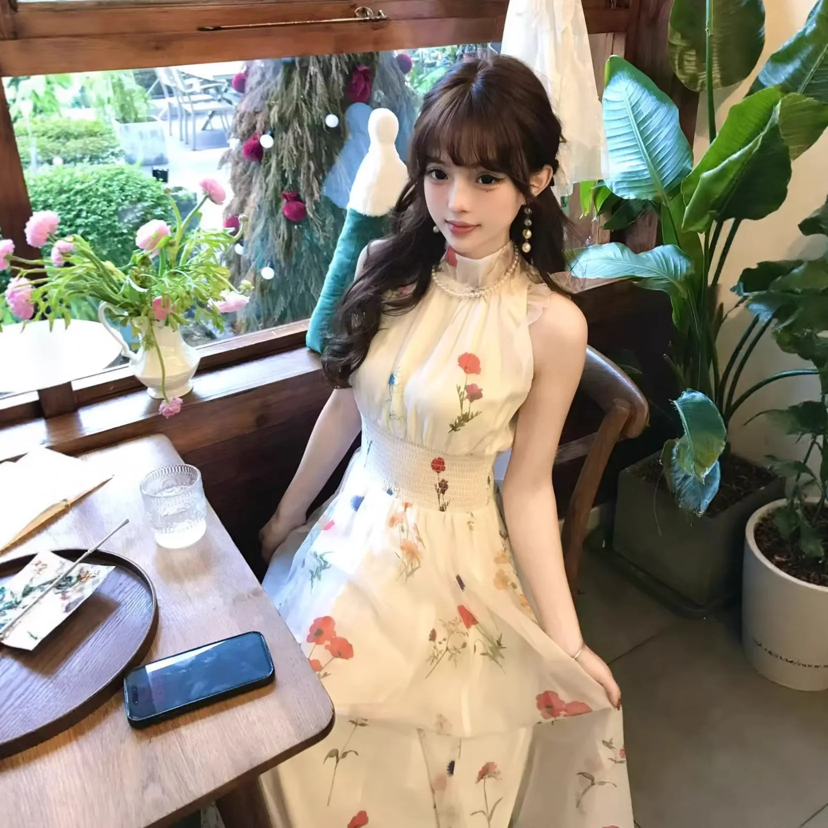 formal dress with sleeves Floral Applique Lantern Sleeve Chiffon Formal Dress – Elonnashop main image 1