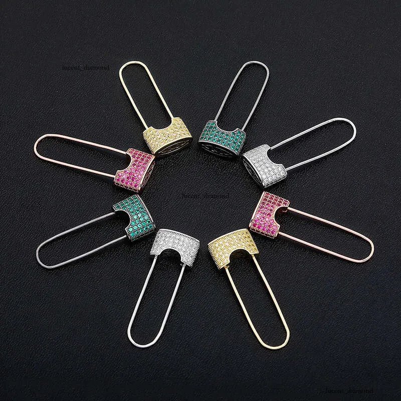 INS Hot Selling Long Lock Women's Moissanite Plated Real Gold Hip Hop Earrings Fashion Jewelry_voghion.com