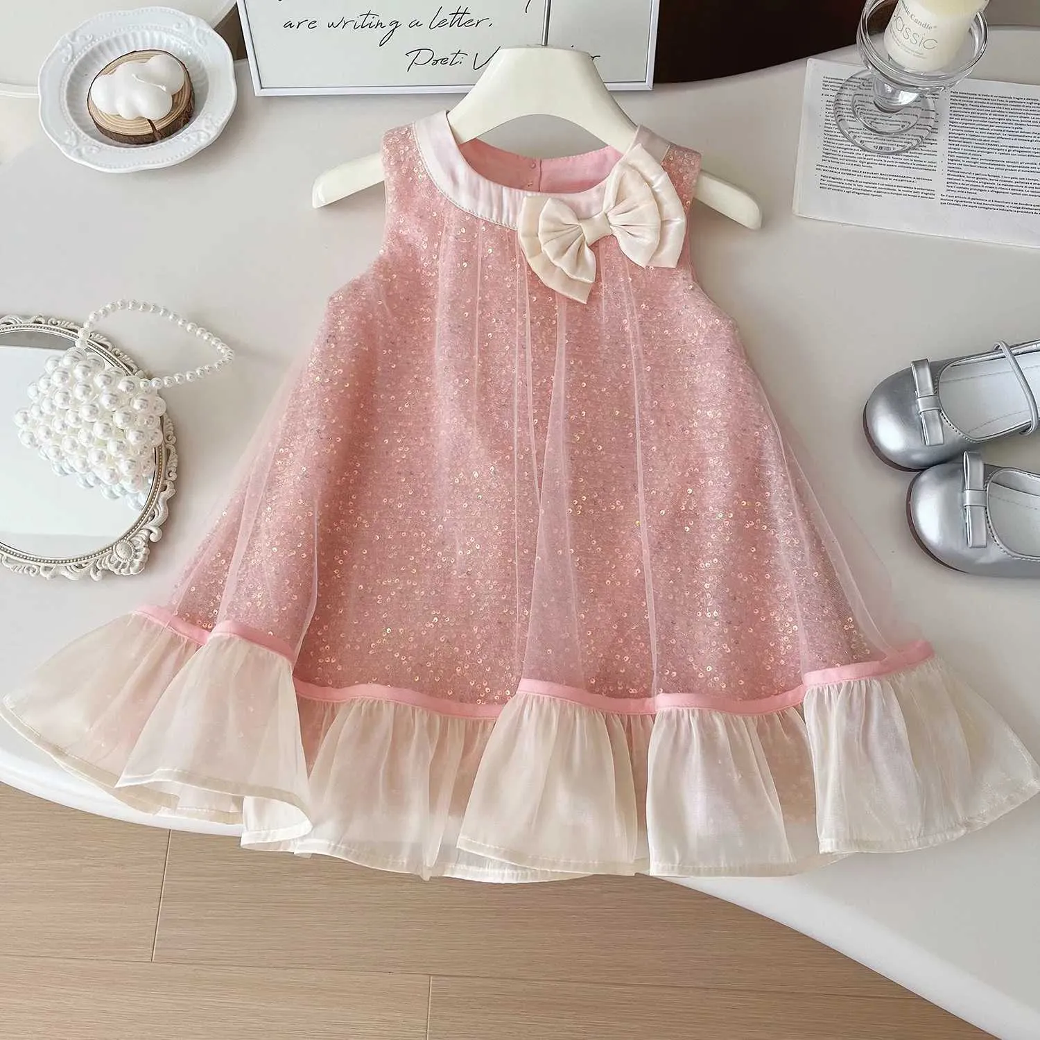 formal dresses 6 letters Girls Mesh Party Dress Sleeveless Bow Detail Gown with Soft Cotton Lining Toddler Girl Clothes from Dhgate Girl's wrap front maxi dress