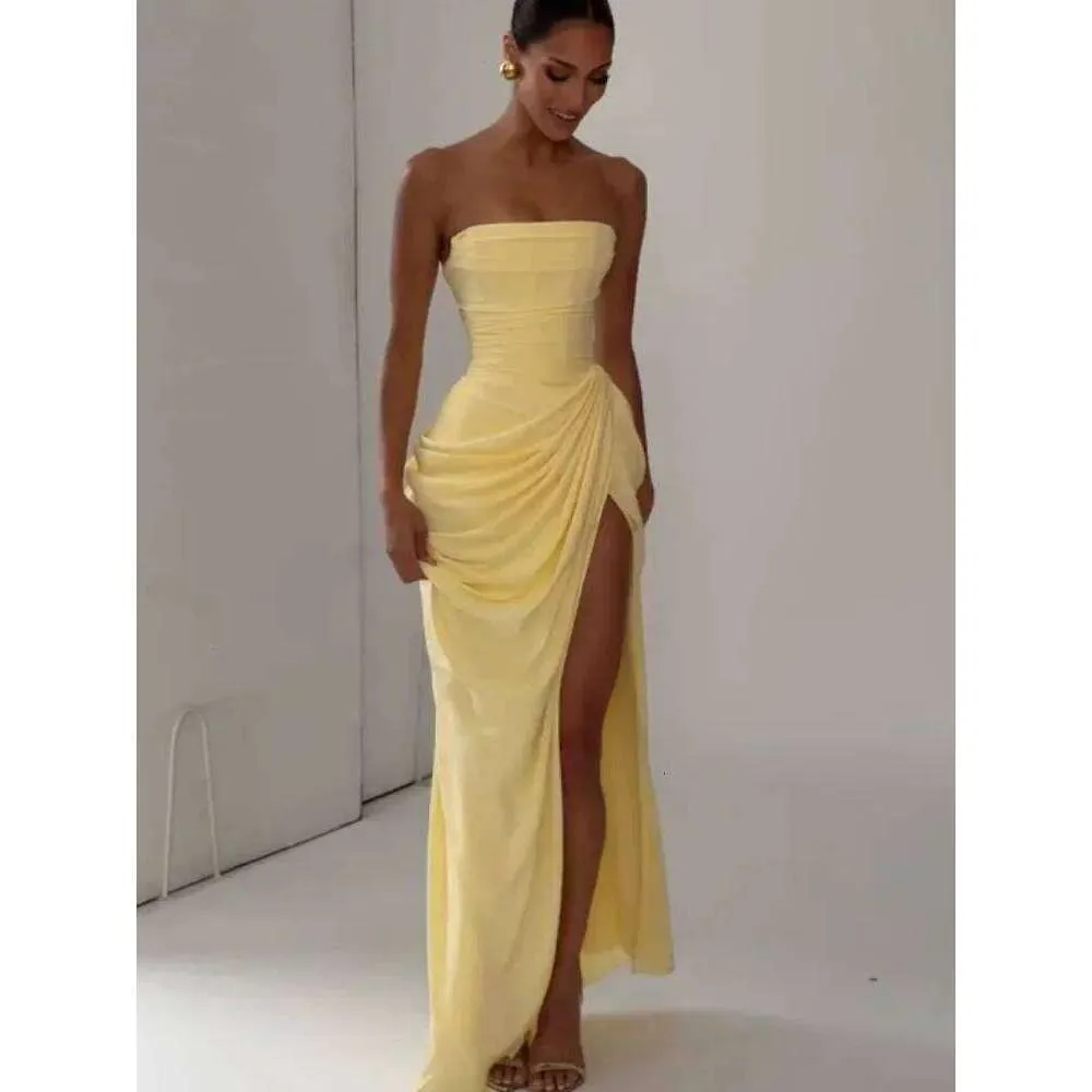 solid pleated strapless split dress Lavetir White Sheath/Column Strapless Pleated Ruffle Bridesmaid Dresses with Split Side 2026