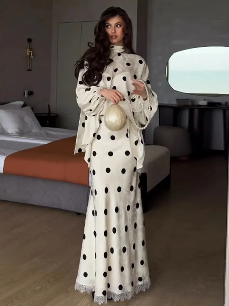 long sleeve maxi polka dot dress Polka Dot Long-Sleeve Dress