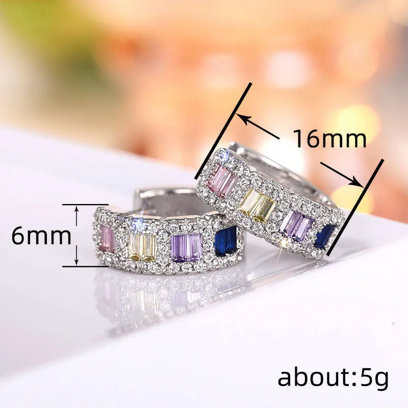 colorful Rectangular Stylish And Versatile Micro Inlaid Earrings Everyday Commuting Design With Round Ear Clasps_voghion.com